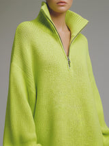 Casual Loose-fitting Green Knitted Mini Dress