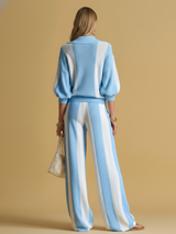 Casual And Comfortable Striped Knit Two-piece Set