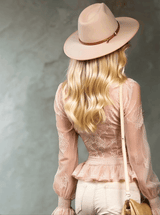 Elegant Pink Chiffon Lace Ruffled Shirt