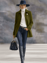 Casual Retro Olive Green Woolen Coat