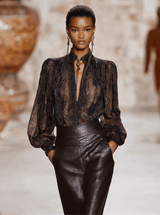 Premium Printed V-Neck Mocha Brown Printed Long Sleeve Shirt