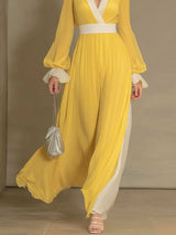 Elegant V-Neck Chiffon Maxi Dress