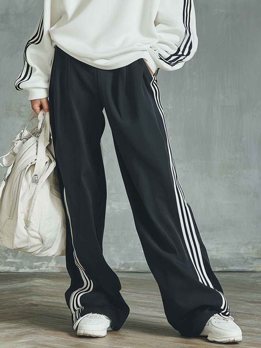 Sporty Stand-collar Zip-up Top And Trousers Casual Set
