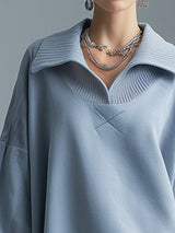 Stylish And Sporty Double-layered Ruffle Light Blue Sweatshirt Mini Dress