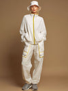 Outdoor Sports Yellow Striped White Sun Protection Top And Cargo Pants Set