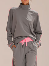 Loose-fitting High-necked Long-sleeved Top And Trousers Set