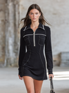 Classic Sporty Retro Color-blocked Trim Mini Dress