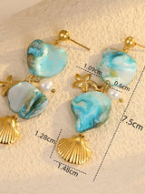 Ocean Beach Style Shell Starfish Stainless Steel Earrings