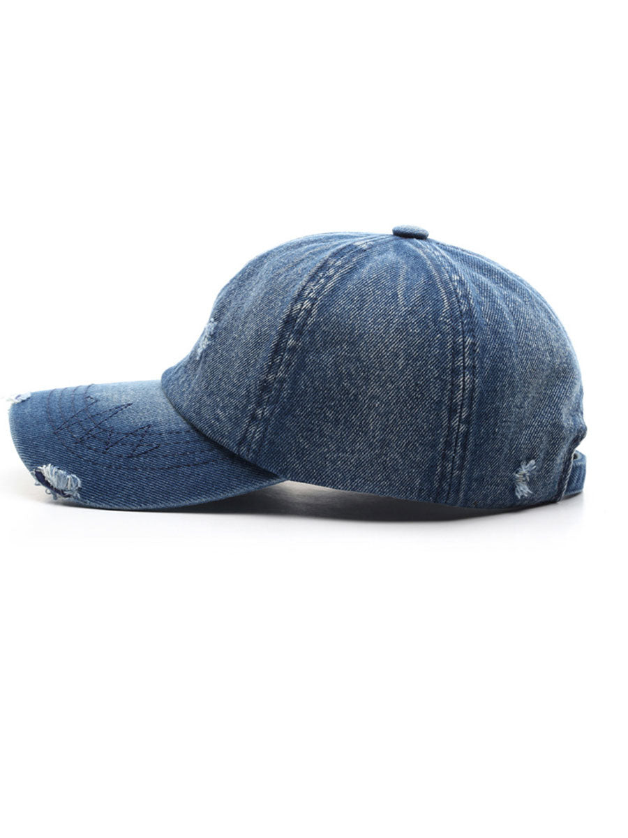 Fashion Retro Ripped Washed Distressed Denim Baseball Cap