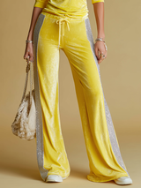 Vintage And Elegant Silver-trimmed Velvet T-shirt And Trousers Set.