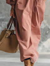 Artistic Silhouette Off-the-shoulder Dusty Pink Maxi Dress