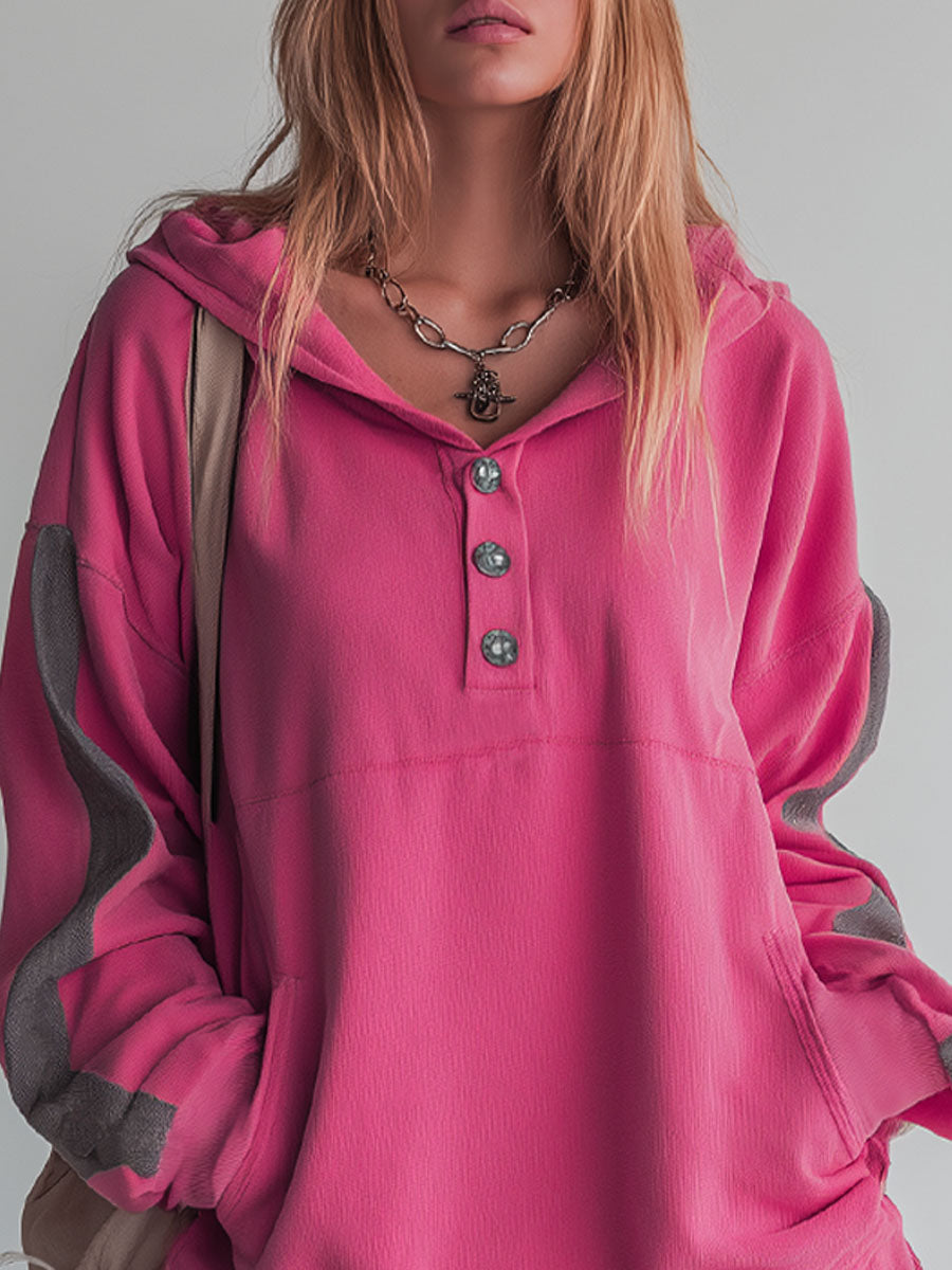 Sporty Color-blocked Ruffled Half-zip Hooded Long-sleeved Mini Dress