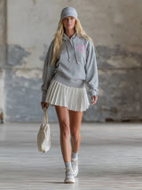 Casual And Sweet Embroidered Gray Sweatshirt Mini Dress