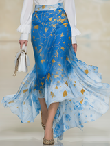 Lazy Yet Elegant Long-sleeved Top With Ruffled Details And Matching Skirt Set