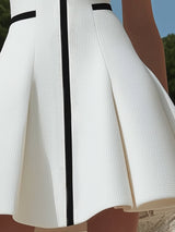 【24-hour shipping out】Women's White Zipper Design With Black Trim Dress