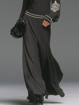 Casual And Stylish White Embroidered V-neck Black Maxi Dress