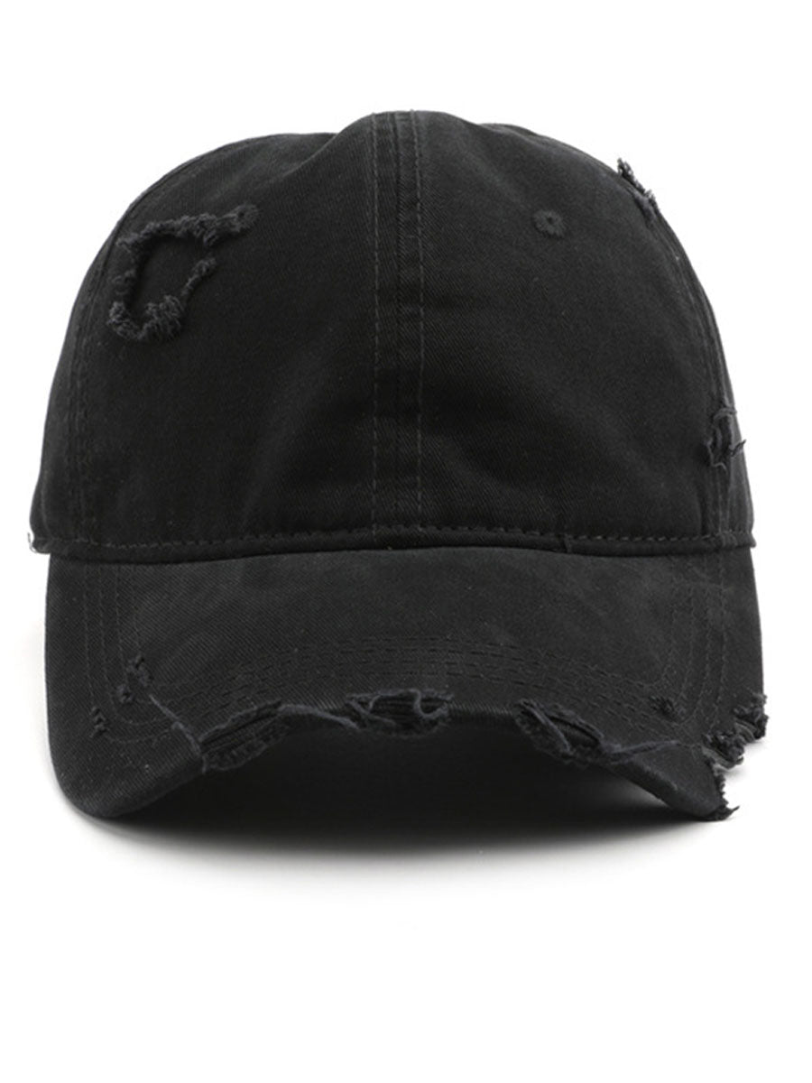 Casual And Fashionable Distressed Cotton Ripped Baseball Cap