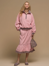 Retro Sporty Faux Suede Sweatshirt And Skirt Set