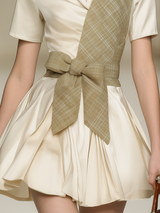 Retro And Elegant A-line Short-sleeved Satin Mini Dress