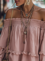 Vintage Off Shoulder Long Sleeve Loose Shirt