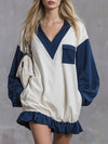 Loose-fitting Color-blocked Half-zip Long-sleeved Athletic Mini Dress