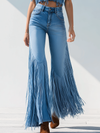 Trendy Retro Tassel Flared Jeans