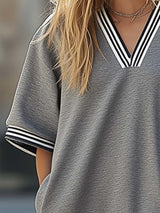 【24-hour shipping out】Casual Ultra Loose Light Grey Ruffle Short Sleeve Mini Dress