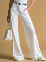 Sporty Retro Style Color-blocked Striped T-shirt And Pants Set