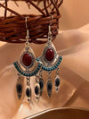 Retro Ethnic Style Turquoise Tassel Pendant Earrings