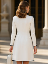 【24-hour shipping out】Light Luxury Contrasting Hem Round Neck Dress