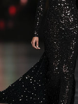 【24-hour shipping out】High-End Luxury Temperament Slim Heavy Sequined Maxi Dress