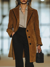 【24-hour shipping out】Casual Loose Vintage Suede Single Breasted Lapel Coat