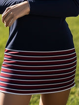 【24-hour shipping out】Casual And Fashionable Sports Style Red And Blue Contrast Polo Mini Dress