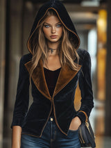 【24-hour shipping out】Casual Loose Vintage Velvet Hooded Jacket