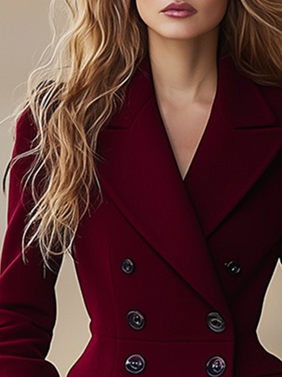 【24-hour shipping out】High-End Temperament Waist Lapel Coat