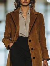 【24-hour shipping out】Casual Loose Vintage Suede Single Breasted Lapel Coat