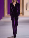 【24-hour shipping out】High-End Temperament Loose Retro Purple Velvet Suit