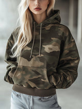 【24-hour shipping out】Vintage Casual Pocket Hooded Camouflage Sweatshirt