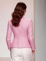 Elegant Stand-up Collar Single-breasted Tweed Jacket