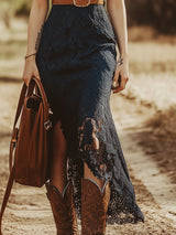 【24-hour shipping out】Vintage Bohemian Blue Lace Sleeveless Midi Dress