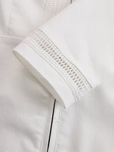 Vintage Western Cowboy Off-White Faux Denim Half-Zip Tassel Long-Sleeved Maxi Dress