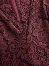 Vintage Bohemian Blue Lace Long Sleeve Midi Dress