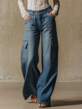 Retro Multi-pocket Workwear Denim Pants