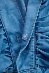 【24-hour shipping out】Fashionable Ruffle Strap Denim Shorts Jumpsuit