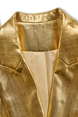 High-End Fashionable Loose Gold Pleated Suit Jacket