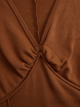 Western Retro Brick Red Cotton Long Sleeve Tassel Maxi Dress