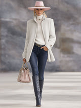 Casual Vintage Pink Polar Fleece Zip-Up Jacket Coat