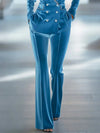 Casual Loose Retro Solid Color Velvet Flared Pants