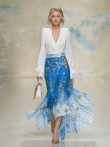 Lazy Yet Elegant Long-sleeved Top With Ruffled Details And Matching Skirt Set