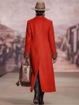 Lapel Single-breasted Leopard Print Wool Coat